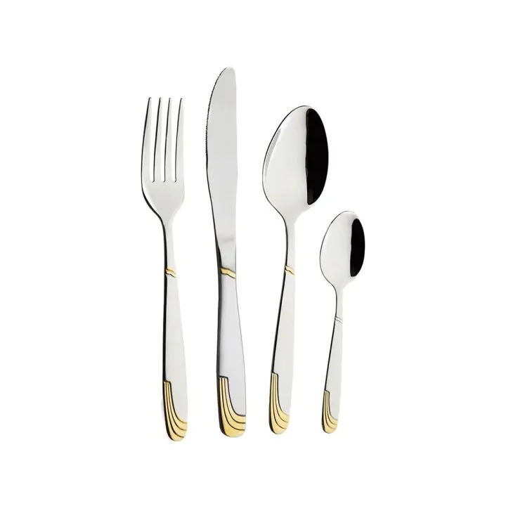 Комплект прибори за хранене ZEPHYR ZP 1512 AG GM, 24 части, Неръждаема стомана, Златист/сребрист, (18613)