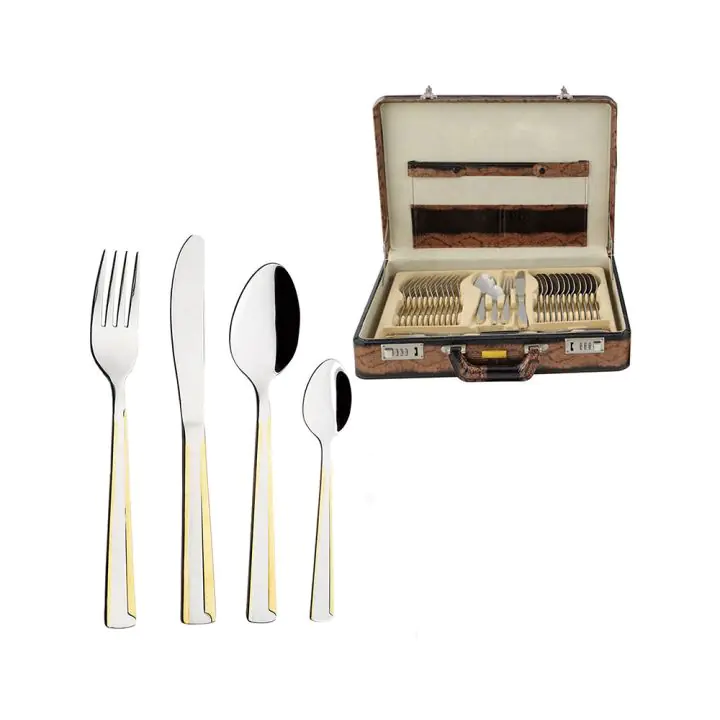 Комплект прибори за хранене и сервиране ZEPHYR ZP 1510 AЕ GM, 72 части, Неръждаема стомана, Кожен куфар, (18617)