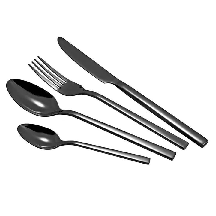 Комплект прибори за хранене ZEPHYR ZP 1512 ZB24, 24 части, Неръждаема стомана, Черен, (18620)