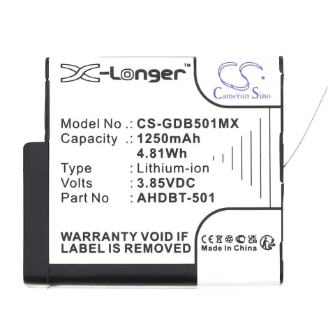 Батерия за камера GOPRO Hero 5, Hero 6, Hero 7, Hero 8 AHDBT-501 3,85V 1250mAh LIIon Cameron Sino, (35939753)