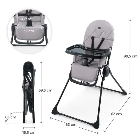 Kinderkraft BINCI столче за хранене GREY, (35944078)