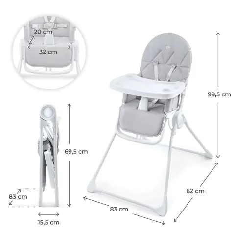 Kinderkraft BINCI столче за хранене LIGHT GREY, (35944079)