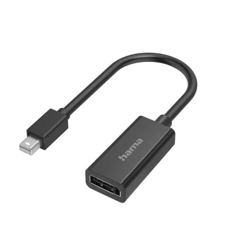 Адаптер HAMA, MiniDisplayPort мъжко - DisplayPort женско, Ultra-HD 4K, Essential, Черен, (35935464)
