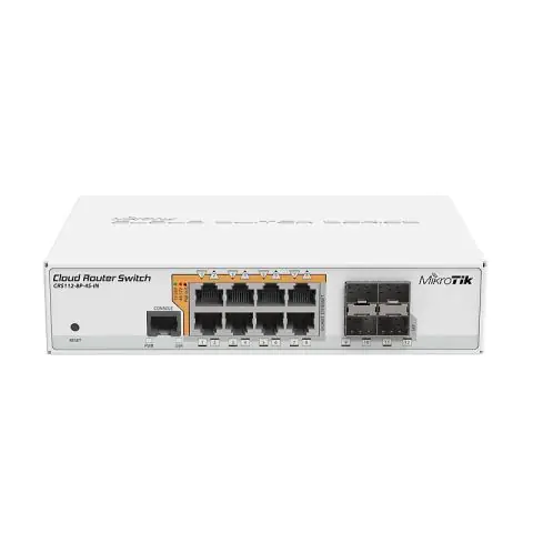 Суич MikroTik CRS112-8P-4S-IN, 8 x Gigabit Ethernet ports, 10/100/1000Mbps, 4 x SFP, (35933733)