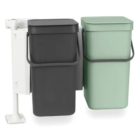 Кош за смет за разделно събиране Brabantia Sort&Go 2x12L, Dark Grey & Jade Green, (35942417)