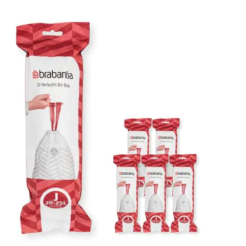 Торба за кош Brabantia PerfectFit Sort&Go/Bo размер J, 20-25L, 120 броя, кутия, (35942463)