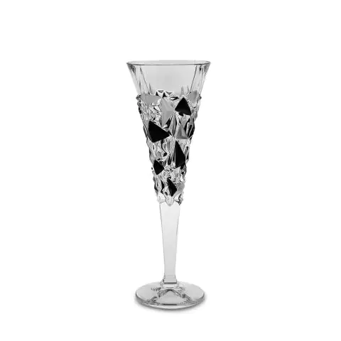 Чаша за шампанско Bohemia 1845 Glacier Matt Fond and Black Lister 200ml, 6 броя, (35942553)