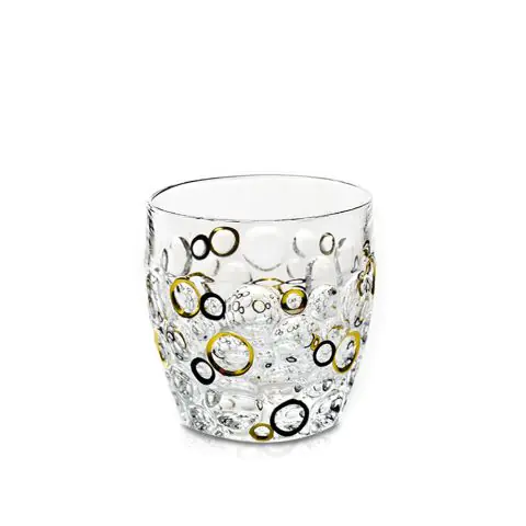 Чаша за уиски Bohemia 1845 Lisboa Gold and Black Circles 350ml, 6 броя, (35942555)