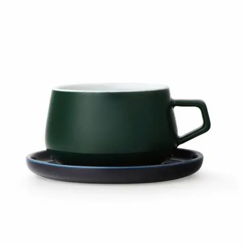 Чаша за чай с подложна чинийка VIVA Classic Pine Green 250ml, порцелан, (35942954)