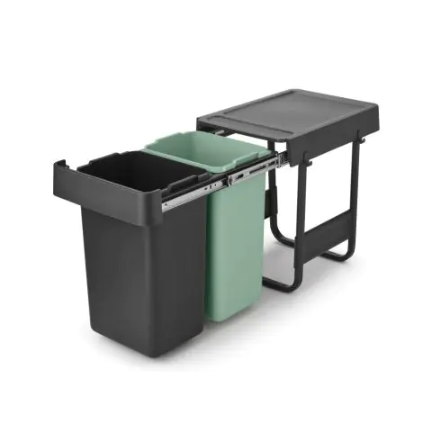 Кош за смет за разделно събиране Brabantia Sort&Go 2x15L, Dark Grey & Jade Green, (35943331)