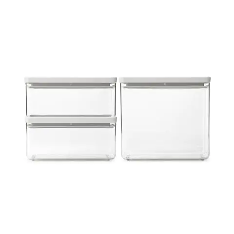 Кутии за съхранение на продукти комплект Brabantia Tasty+ Stackable 2x1.5L+1x3.5L Light Grey, (35943342)