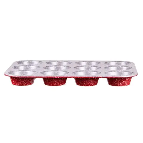 Форма за мъфини и кексчета ZEPHYR Red Passion ZP 1223 EG, 12 мъфина, Мраморно покритие, Червен, (18737)