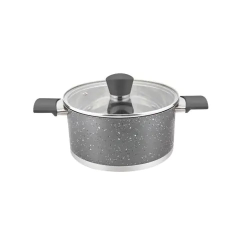 Тенджера с капак ZEPHYR ZP 1210 SBM16, 2 литра, 16х10.5 см, Многослойно дъно, Инокс, Сив мрамор, (18178)
