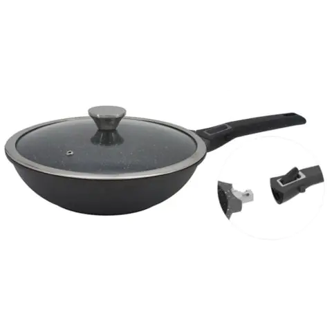 Уок тиган с капак и махаща се дръжка ZEPHYR ZP 4320 30NC, 30х10 см, Мраморно покритие, Индукция, Черен, (18124)