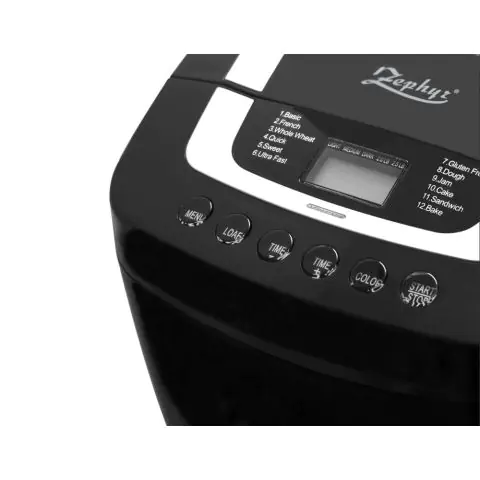Хлебопекарна с две бъркалки ZEPHYR ZP 1446 E, 800W, 900-1250 гр, 12 програми, Таймер, Книжка с рецепти, Черен, (18754)