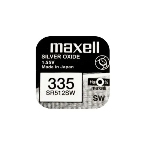 Бутонна батерия сребърна MAXELL SR512 SW /335 1.55V, (35932600)