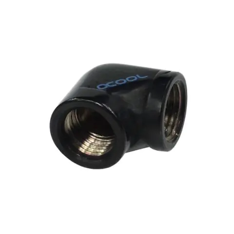 L-конектор Alphacool HF, Вътрешна резба G1/4 - G1/4, 90°, Черен мат, (35936840)