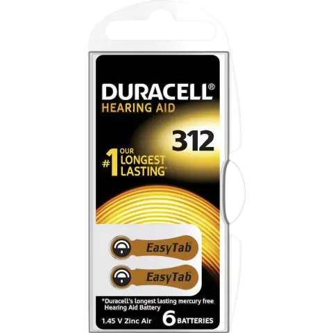 Батерия цинково въздушна DURACELL ZA312 6 бр. бутонни за слухов апарат в блистер, (35933964)