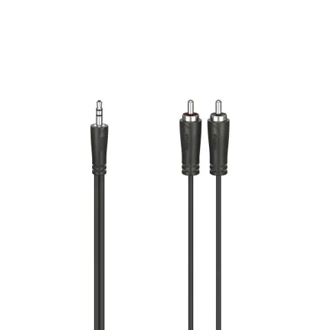 Аудио кабел HAMA, 3.5 mm жак мъжко - 2 x Чинч мъжко, 1.5 m, Стерео, Черен, (35935195)