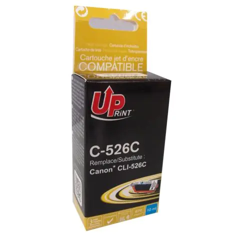 Мастилница UPRINT CLI526 CANON, С чип, Cyan, (35932437)