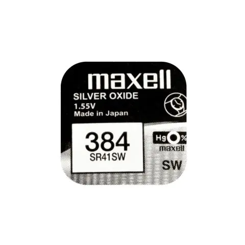 Бутонна батерия сребърна MAXELL SR41 SW /384/ AG3 1.55V, (35932602)