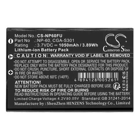 Батерия за фотоапарат FUJI NP60 LiIon 3.7V 1050mAh Cameron Sino, (35933539)