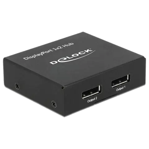 Сплитер DeLock, DisplayPort 1.2 Splitter 1 x DisplayPort in - 2 x DisplayPort out 4K, (35938015)