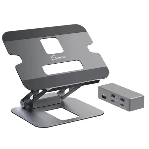 Поставка за лаптоп с докинг станция j5create JTS327, до 16', USB-C, 4K, (35936668)