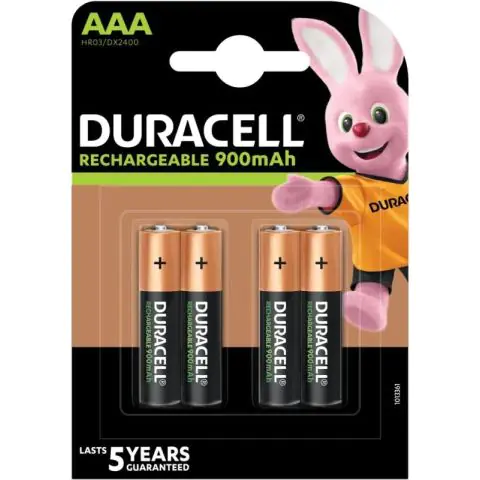 Акумулаторна батерия DURACELL R03 AAA, 900mAh NiMH, 1.2V, 4 бр. в опаковка, (35936902)