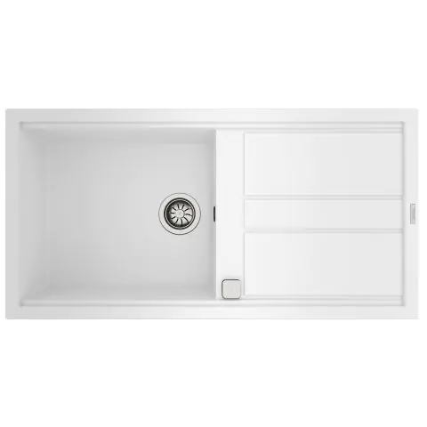 Гранитна мивка NOVA60LTG, авт клапан, обръщаема, за шкаф 60 см, бяла, (35948873)