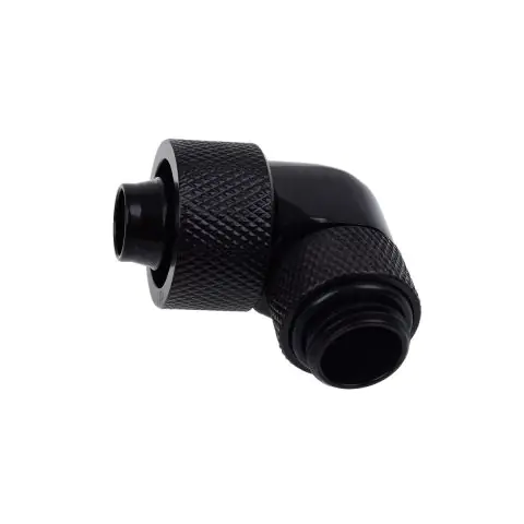 Фитинг Alphacool Eiszapfen, Удължител, 90°, 16/10mm, G1/4, Черен мат, (35936403)