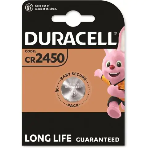 Бутонна батерия литиева DURACELL CR2450, 3V, 1 бр. в блистер, цена за 1 бр., (35937691)