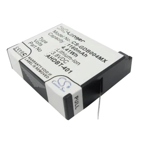 Батерия за камера GOPRO Hero 4, HERO 4 Plus AHDBT-401 3,8V 1160mAh LIIon Cameron Sino, (35939750)