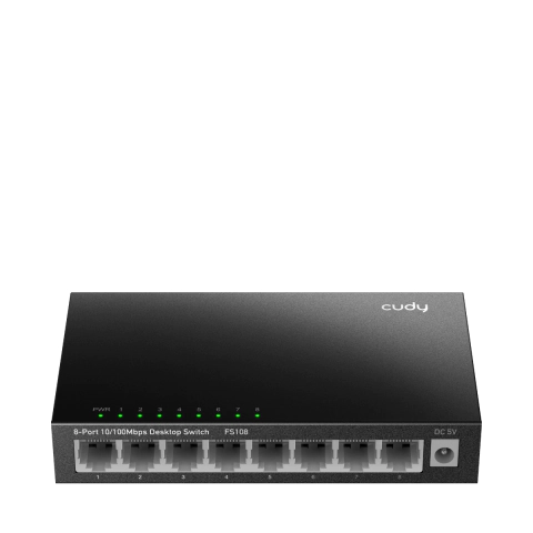 Суич Cudy FS108, 8-портов 10/100 Mbps RJ 45, Метален корпус, Черен, (35938481)