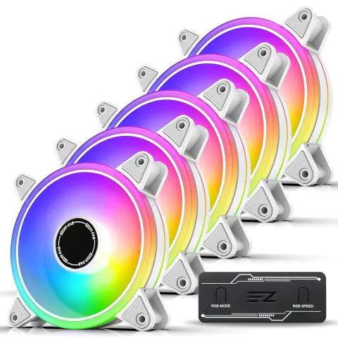 Комплект вентилатори EZDIY-FAB Moonlight White RGB PWM 120mm - 5 Pack, (35938934)