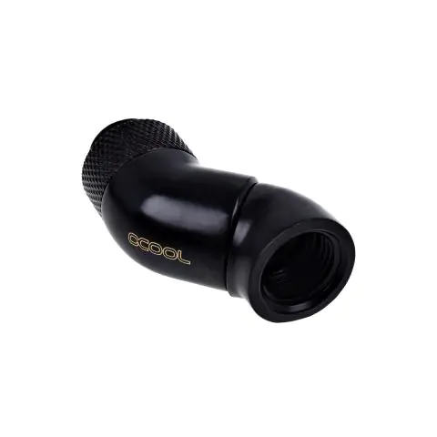 Ъглов адаптер Alphacool Eiszapfen, 2 x 45°, G1/4 външна към G1/4 вътрешна резба, Черен мат, (35936432)