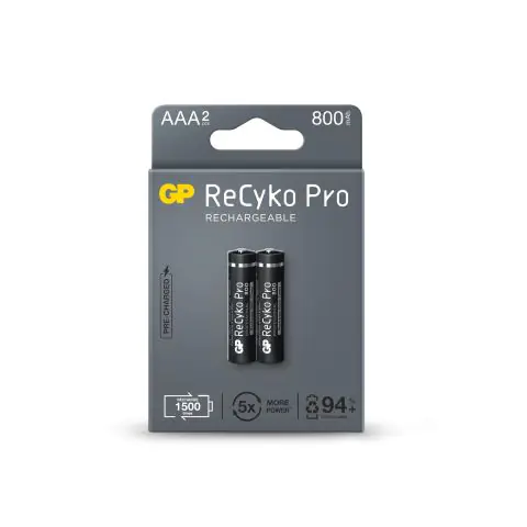 Акумулаторна Батерия GP R03 AAA 800mAh, NiMH, 85AAAHCB-EB2 RECYKO+ PRO, До 1500 цикъла, 2 бр. в опаковка, (35935526)