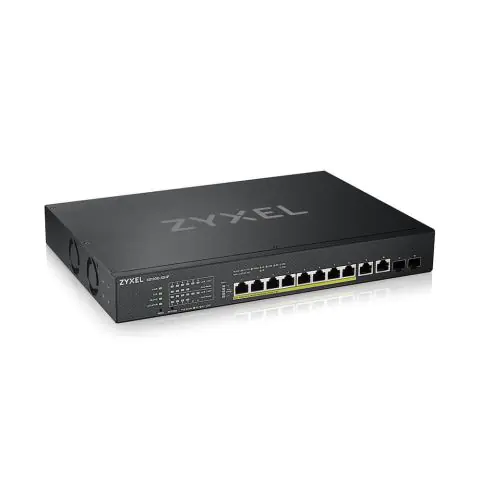 Суич ZyXEL XS1930-12HP, 10-портов, 10GbE, 2xSFP порта, Смарт управляем, PoE, (35935087)