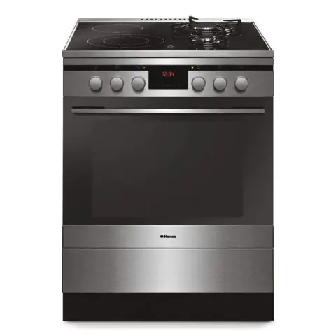 Готварска печка Hansa FCMX69215 на ток и газ, 65L, LED дисплей, Steam Cleaning, Инокс, (13793)