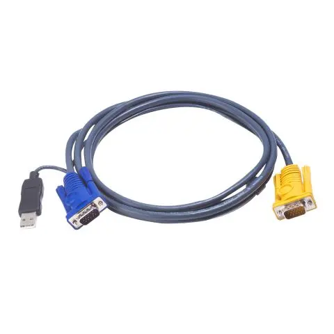 KVM кабел ATEN, PC HDB & USB към 3in1 SPHD(Keyboard/Mouse/Video), Вграден PS/2 към USB конвертор, 3 м, (35936179)