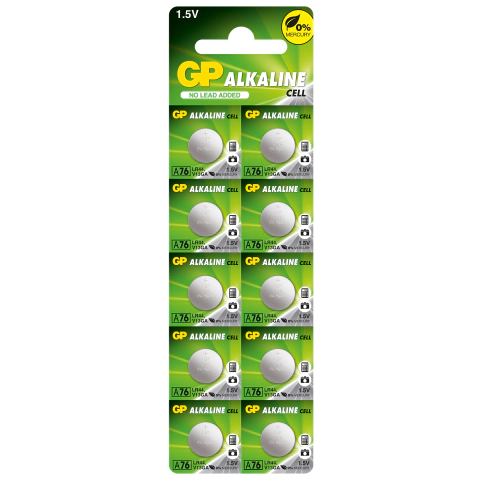Бутонна алкална батерия GP BATTERIES, GPА76, LR44, 1.55V, Цена за 1 бр., (35932503)