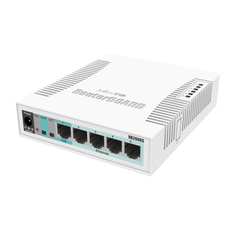 Суич MikroTik RB260GS CSS106-5G-1SR2, 10/100/1000Mbit, 128 KB, PoE, SwOS, (35933960)