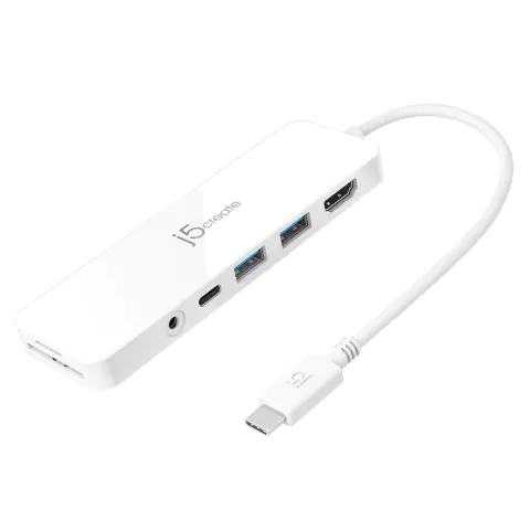 6-портов хъб j5create Mini Dock JCD373, USB, HDMI, SD, 3.5 mm jack, (35936650)
