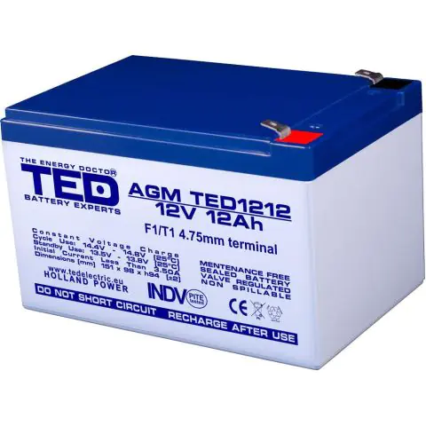 Оловна Батерия TED ELECTRIC, 12V, 12Ah, 152/ 98/ 96 mm, AGM, (35934426)