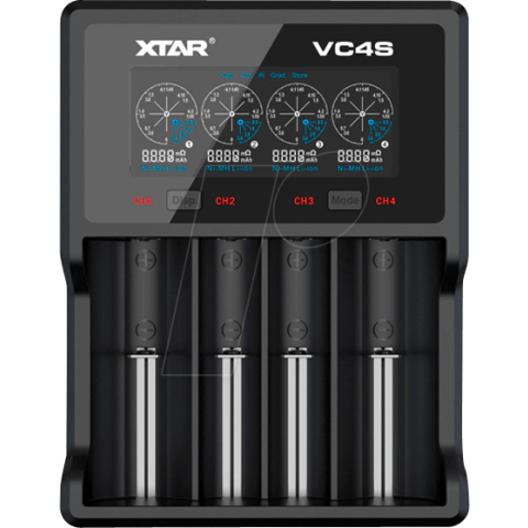 Зарядно у-во XTAR VC4SL, 4 гнезда, LCD дисплей, USB, LiIon & NIMH, 18650, CR123, AA, AAA, (35934838)
