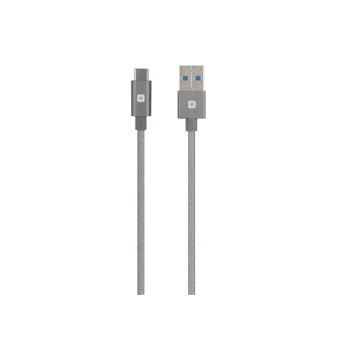 Кабел Skross, USB-A - USB-C, Метална оплетка, 1.20 м, Сив, (35937093)