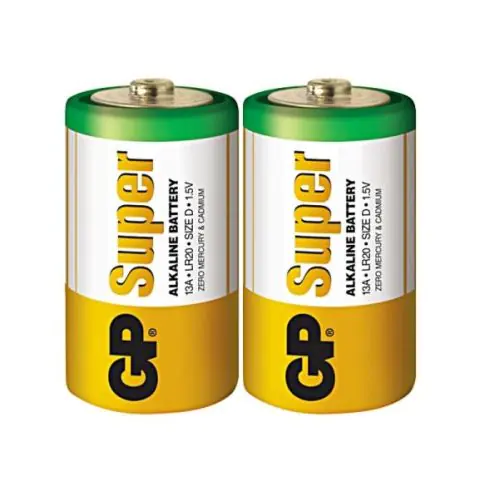 Алкална батерия GP SUPER LR20, 2 бр. в опаковка / shrink, 1.5V GP-BA-13A21-S2, (35933861)
