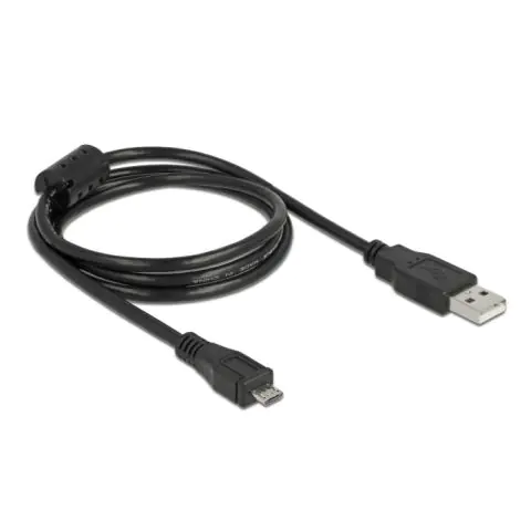 Кабел DeLock, USB-A мъжко - MicroUSB-B мъжко, USB 2.0, 1 м, Черен, (35938296)