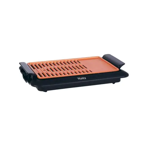 Бездимна скара Voltz OV51015J, 1250W, 36x23см, 2 зони, Незалепващо покритие, Черен/оранжев, (35920196)