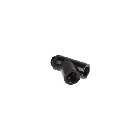 Y-конектор Alphacool Eiszapfen, Въртящ се, 45°, G1/4 външна към 2 x G1/4 вътрешна резба, Черен мат, (35936434)